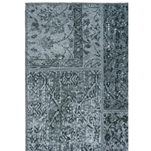 Carnival Gri Halı Yolluk Patchwork Şönil Halı Eskitme Vintage Yıkanabilir Mutfak Halısı 75x230 cm