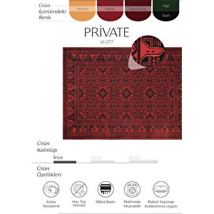 Private Kırmızı Halı Yolluk Şönil Halı Afgan Etnik Desen Yıkanabilir Otantik Salon Halısı 75x230 cm