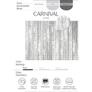 Carnival Gri Halı Yolluk Eskitme Dijital Baskı Halı Makinede Yıkanabilir Vintage Halı 75x300 cm