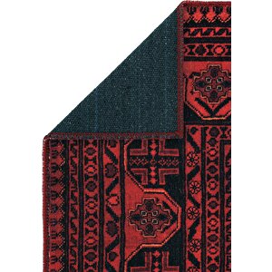 Cool Halı Private Kırmızı Halı Yolluk Şönil Halı Afgan Etnik Desen Yıkanabilir Otantik Salon Halısı