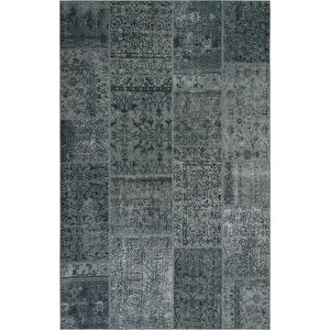 Carnival Gri Halı Yolluk Eskitme Dijital Baskı Halı Makinede Yıkanabilir Vintage Halı 75x150 cm