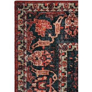 Cool Halı Private Bordo Etnik Desenli Şönil Halı Yıkanabilir Eskitme Vintage Göbekli Salon Halısı