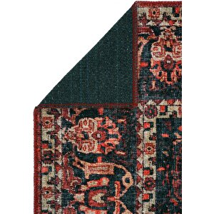 Cool Halı Private Bordo Etnik Desenli Şönil Halı Yıkanabilir Eskitme Vintage Göbekli Salon Halısı