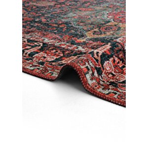 Cool Halı Private Bordo Etnik Desenli Şönil Halı Yıkanabilir Eskitme Vintage Göbekli Salon Halısı