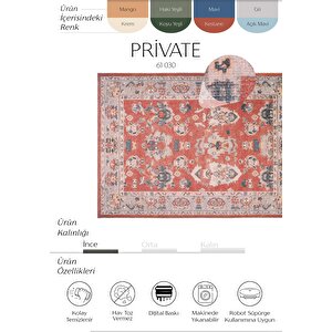 Private Kırmızı Eskitme Halı Etnik Desenli Otantik Şönil Halı Yıkanabilir Salon Halısı 115x160 cm