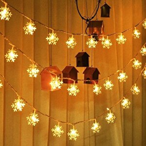 Dekoratif Kar Tanesi Şekilli Günışığı Renkli Pilli  30 Led Pilli Led Işık Aydınlatma