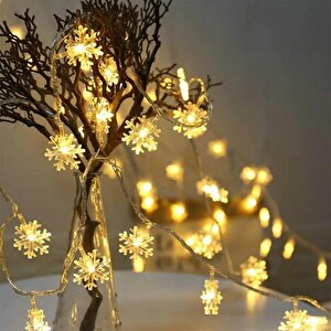 Dekoratif Kar Tanesi Şekilli Günışığı Renkli Pilli  30 Led Pilli Led Işık Aydınlatma