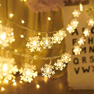 Dekoratif Kar Tanesi Şekilli Günışığı Renkli Pilli  30 Led Pilli Led Işık Aydınlatma