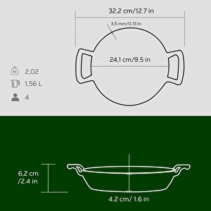 Lava Döküm Yuvarlak Sahan Döküm Demir Yekpare Çift Kulplu Çap(ø)24cm.