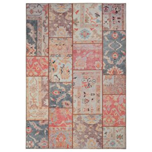 Carnival Renkli Halı Yolluk Eskitme Dijital Baskı Halı Makinede Yıkanabilir Vintage Halı 75x300 cm