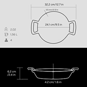 Lava Döküm Yuvarlak Sahan Döküm Demir Yekpare Çift Kulplu Çap(ø)24cm.