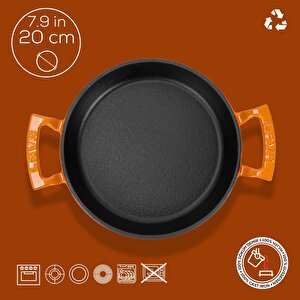Lava Döküm Yuvarlak Sahan Döküm Demir Yekpare Çift Kulplu Çap(ø)20cm.