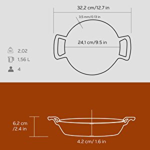 Lava Döküm Yuvarlak Sahan Döküm Demir Yekpare Çift Kulplu Çap(ø)24cm.