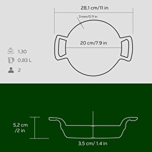 Lava Döküm Yuvarlak Sahan Döküm Demir Yekpare Çift Kulplu Çap(ø)20cm.