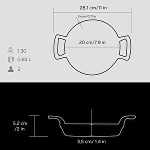 Lava Döküm Yuvarlak Sahan Döküm Demir Yekpare Çift Kulplu Çap(ø)20cm.