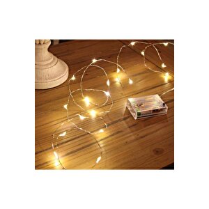 Pilli Tel Peri Led 10 Metre Sarı Kavanoz Balon Süsleme