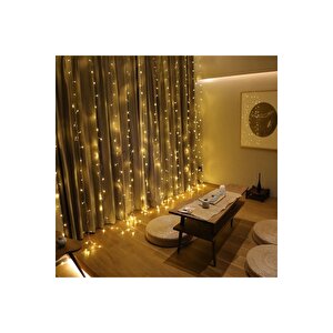 8 Fonksiyonlu 200 Led 10 Saçak Şerit Led 2x2 Perde Ip Led (gün Işığı)