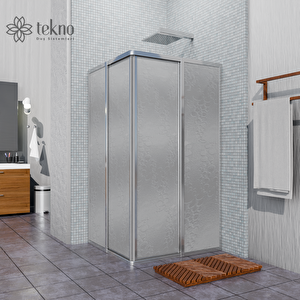 Gümüş Kare Plasti̇k Mi̇ka Duşakabi̇n 100x100 H:180 100x100 cm