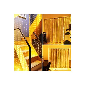Peri Telli Perde Led Işık Kumandalı 300 Ledli 3 X 3 Metre Usb'li 8 Animasyonlu Günışığı Yıld