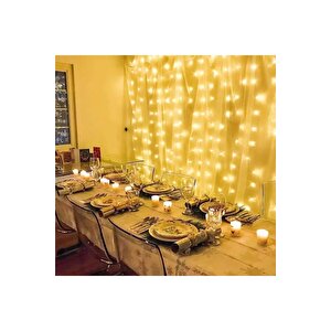 Peri Telli Perde Led Işık Kumandalı 300 Ledli 3 X 3 Metre Usb'li 8 Animasyonlu Günışığı Yıld