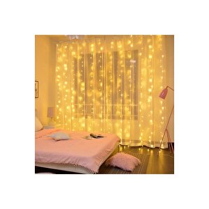 Peri Telli Perde Led Işık Kumandalı 300 Ledli 3 X 3 Metre Usb'li 8 Animasyonlu Günışığı Yıld