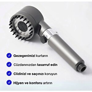 Su Tasarruflu,kireç Önleyici 3 Fonksiyon Lu,masaj Özellikli Duş Başlığı Ve 10 Adet Yedek Filtre