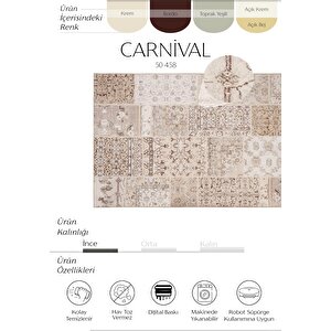 Cool Halı Carnival Krem Halı Patchwork Halı Yolluk Dijital Baskı Makinede Yıkanabilir Vintage Halı