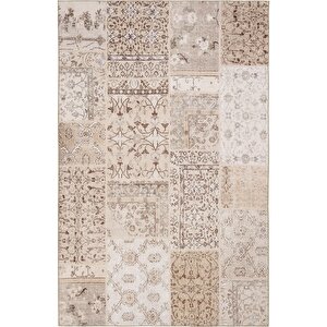 Cool Halı Carnival Krem Halı Patchwork Halı Yolluk Dijital Baskı Makinede Yıkanabilir Vintage Halı