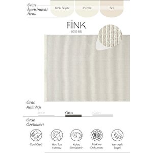 Fink 6055 Krem Bukle Salon Halısı Oturma Odası Halısı Kesme Halı Yolluk Koridor Halısı 160x230 cm