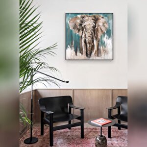 Fil Yağlı Boya Dokulu Tablo Siyah Çerçeve 50x50 cm