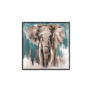Fil Yağlı Boya Dokulu Tablo Siyah Çerçeve 50x50 cm