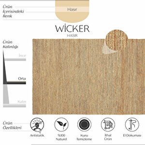 Wicker Natural Jüt Halı Yolluk El Dokuma Jüt Kilim Hasır Halı Dekor Otantik Halı Bohem El Halısı 80x150 cm