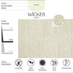 Wicker Krem Jüt Halı Yolluk El Dokuma Jüt Kilim Hasır El Halısı Dekoratif otantik halı 120x180 cm