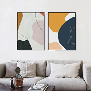 Crane İkili Set Yağlı Boya Dokulu Tablo Siyah Çerçeve 75x100 cm
