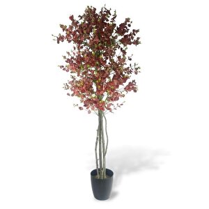 Yapay Ağaç Kızılkahve Okaliptus 2 Gövdeli Çalılı 180*80cm Siyah Plastik Saksılı