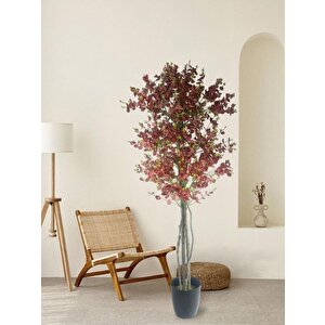 Yapay Ağaç Kızılkahve Okaliptus 2 Gövdeli Çalılı 180*80cm Siyah Plastik Saksılı
