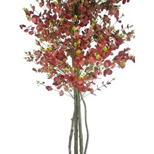 Yapay Ağaç Kızılkahve Okaliptus 2 Gövdeli Çalılı 180*80cm Siyah Plastik Saksılı