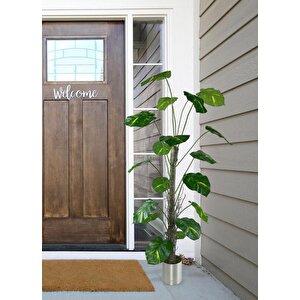 Yapay Ağaç Difenbahya Tropik 18 Dallı Çalılı Gövde 120x60cm Gümüş Aleminyum Saksıda