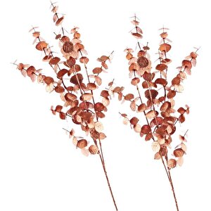 Yapay Çiçek Bakır Bronz Renk Okaliptus 3dallı Uzun Dal 76cm Eucalyptus