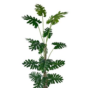 Yapay Ağaç Syngonium Plants 18 Dallı Çalılı Gövde 120x60cm Gümüş Aleminyum Saksıda