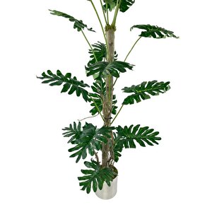 Yapay Ağaç Syngonium Plants 18 Dallı Çalılı Gövde 120x60cm Gümüş Aleminyum Saksıda