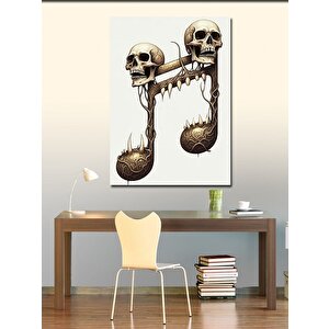 Kanvas Tablo Müzik Notası Şeklinde Kafatasları 100x140 cm