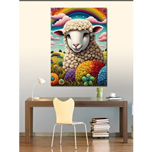 Kanvas Tablo Gökkuşağı Koyun 50x70 cm