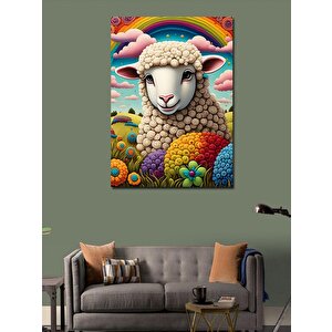 Kanvas Tablo Gökkuşağı Koyun 70x100 cm