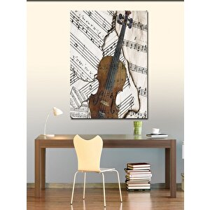 Kanvas Tablo Keman Ve Notalar 70x100 cm