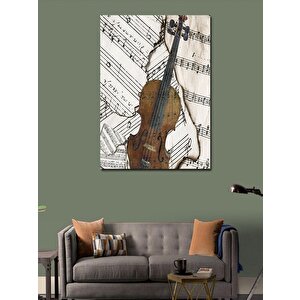 Kanvas Tablo Keman Ve Notalar 70x100 cm