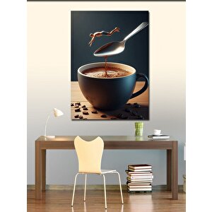 Kanvas Tablo Kahve Bardağı Ve Sıçrayan Adam 50x70 cm