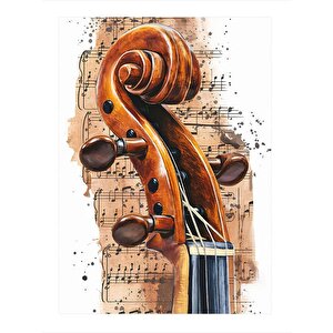 Enstrüman Sapı Ve Notalar Tasarım Mdf Tablo 35cm X50cm 35x50 cm