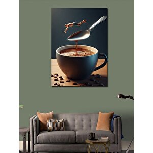Kanvas Tablo Kahve Bardağı Ve Sıçrayan Adam 70x100 cm
