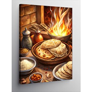 Kanvas Tablo Tandırda Yemek Pişirme 100x140 cm